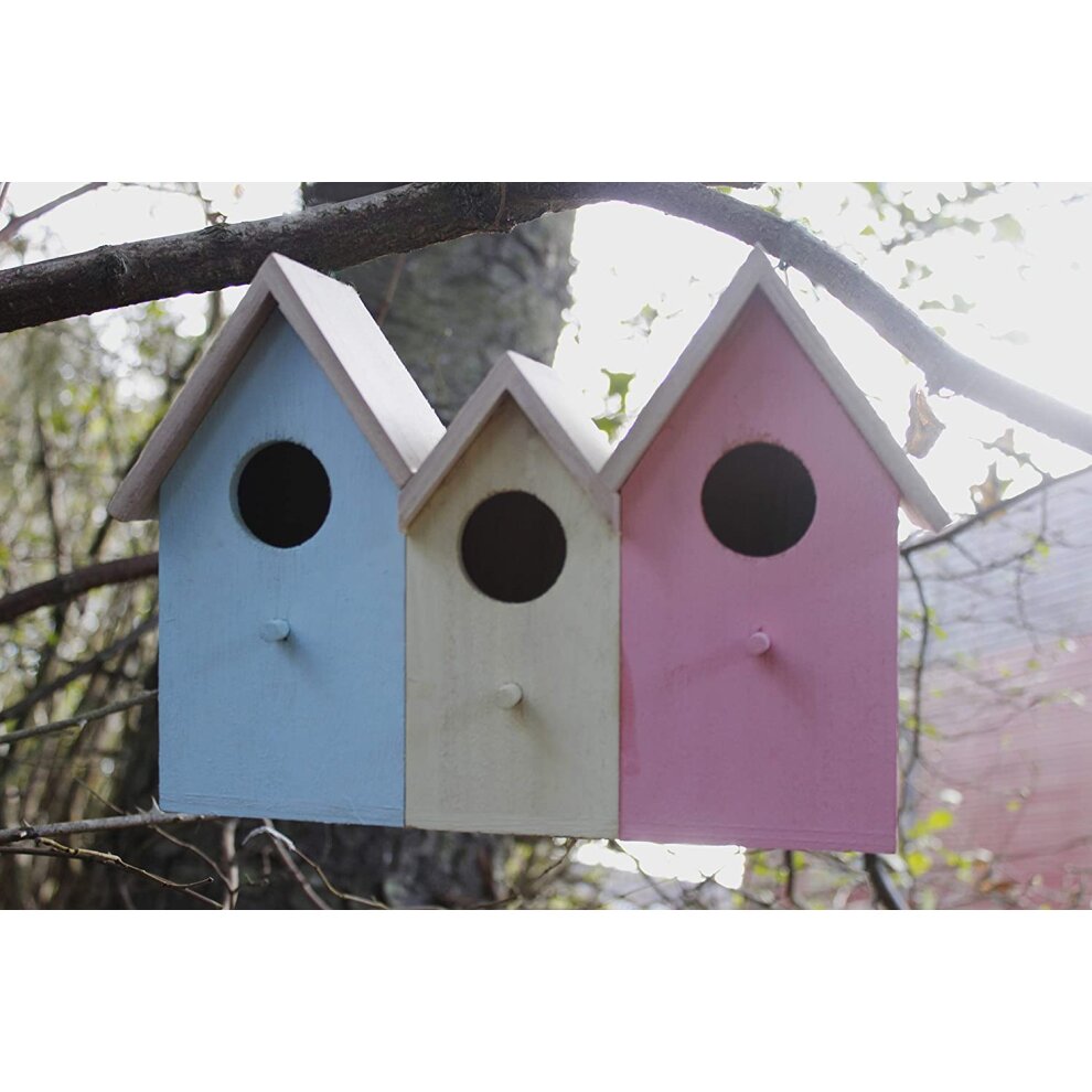 Garden Mile Novelty 3 In 1 Wooden Wild Garden Bird Houses Nesting Box