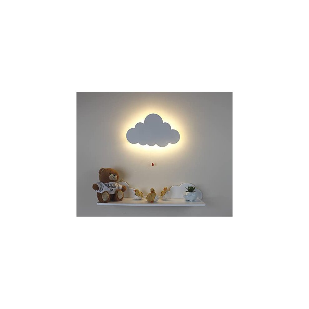 Marco Paul (Cloud) White Wooden Night Light Wall Mounted Nursery Lighting