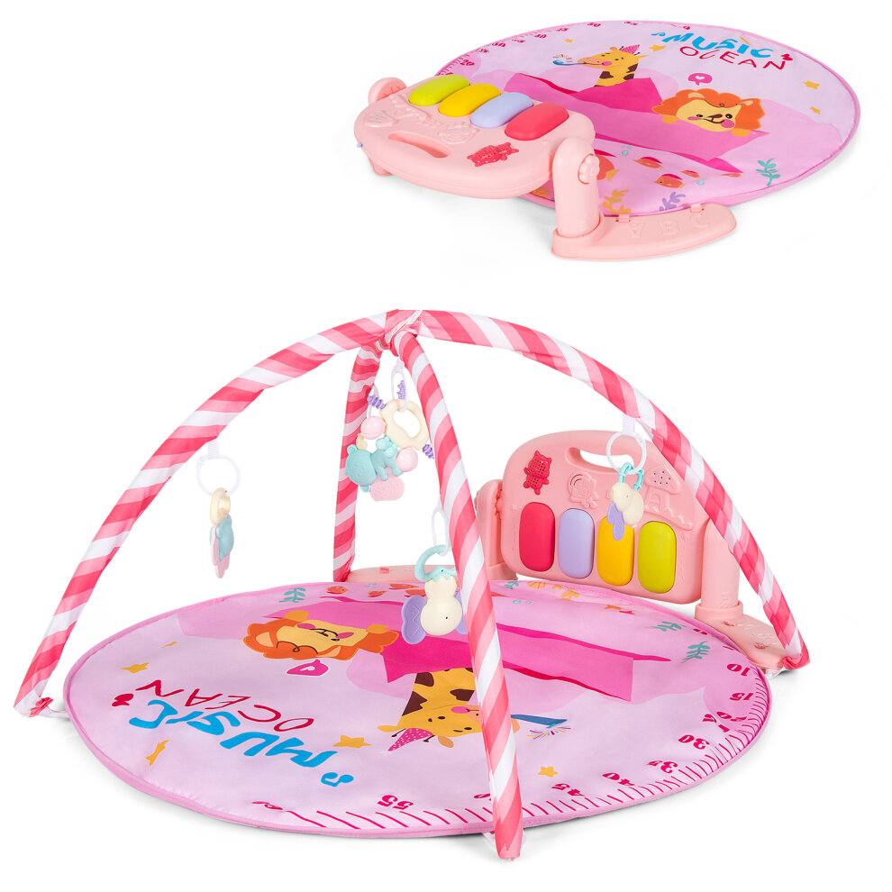 Gymax Baby Kick and Play Piano Gym Infant 4-in-1 Activity Play Mat w/ Toys