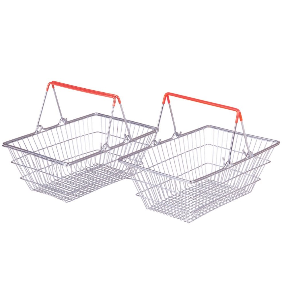 Bigjigs Toys Shopping Grocery Basket - Pretend Play, Strong Metal Frame (Pack of 2)