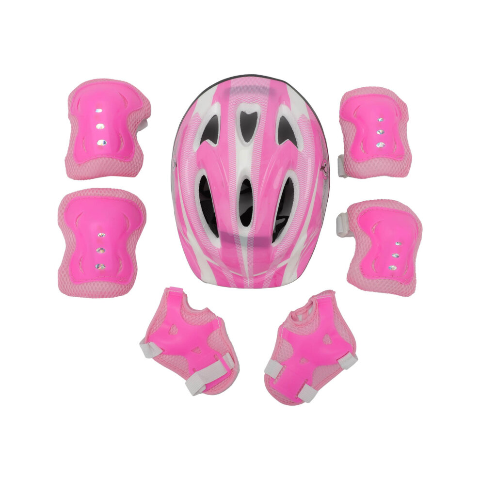 Unbranded (Pink ) 7 pieces/set of children's bicycle helmet, knee and elbow protection