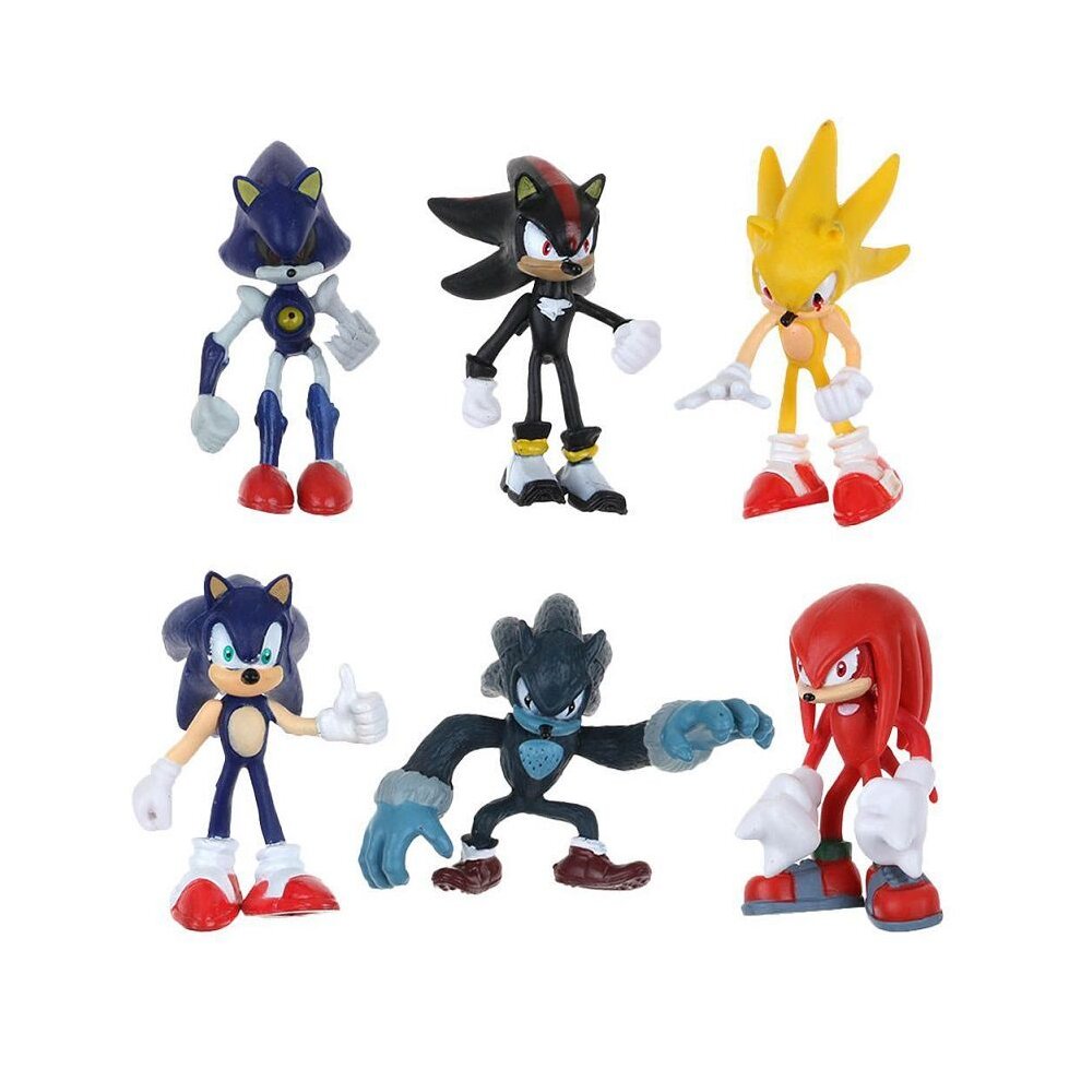 Unbranded (#2-Sonic) 6pcs Sonic the Hedgehog Action Figures Kids Toy