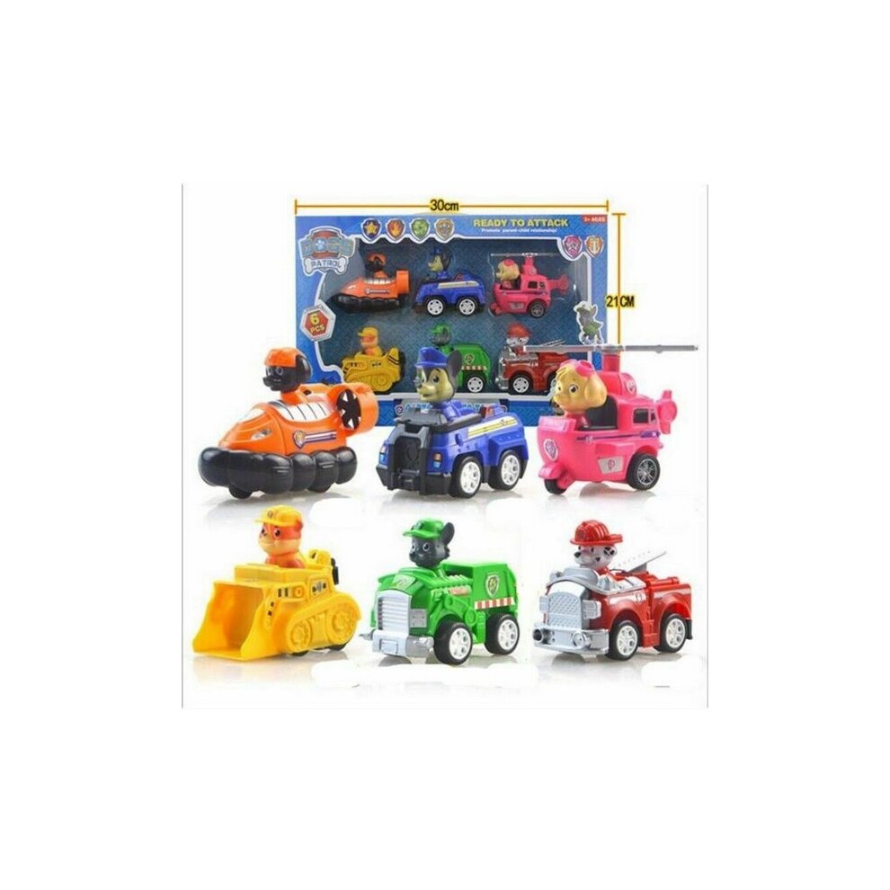 Unbranded (6pcs) Paw Patrol Dog Action Figures Doll Racer Car Toy