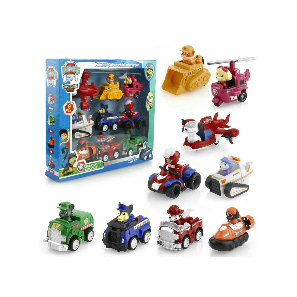Unbranded (9pcs) Paw Patrol Dog Action Figures Doll Racer Car Toy