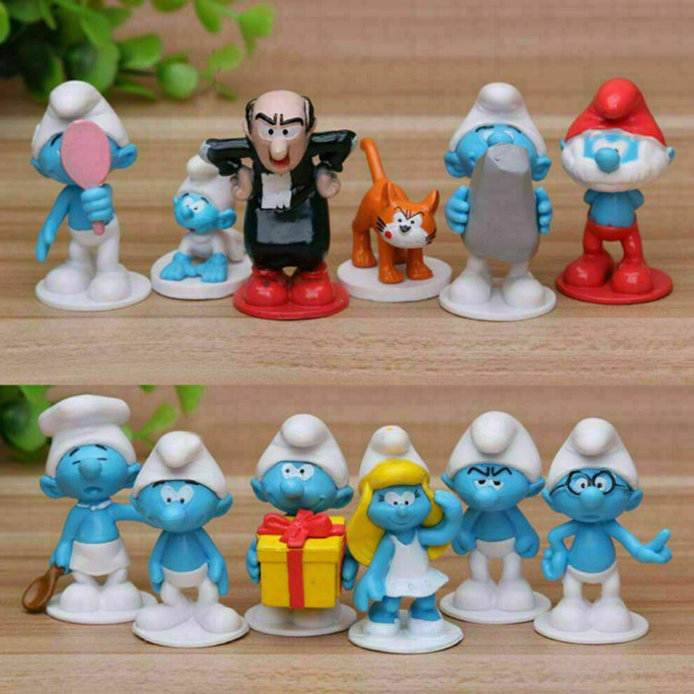 Unbranded 12pcs Smurfs: The Lost Village Smurfette Gargamel Papa Hefty Action Figures Toy