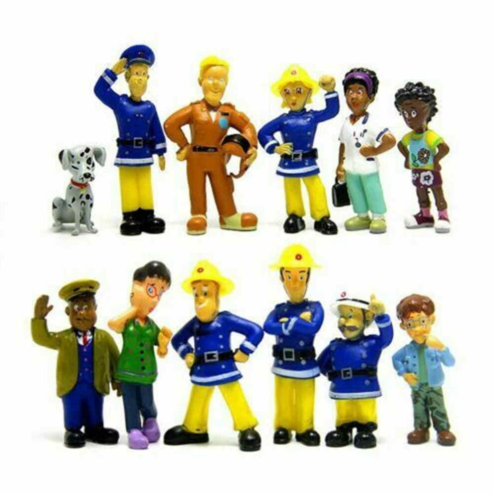 Unbranded 12pcs Fireman Sam & Crew Firefighters Firemen Action Figures Figurines Play Toy