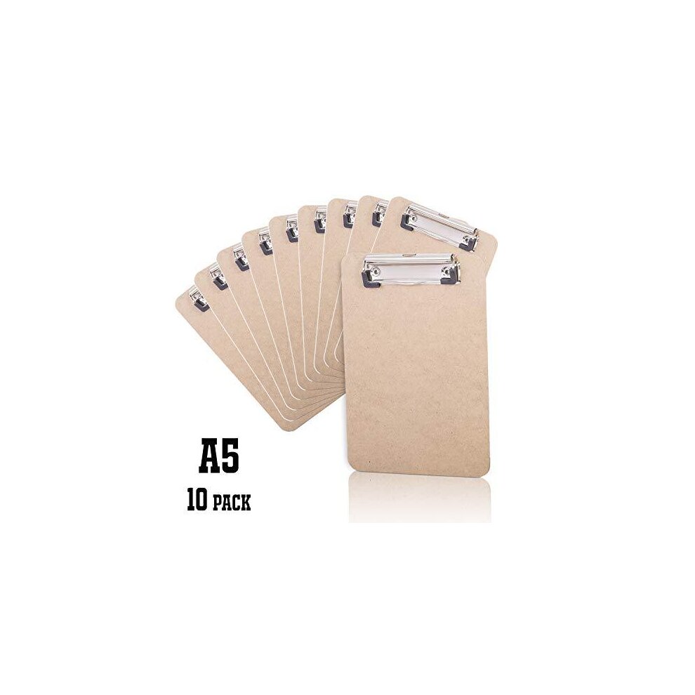 Unbranded KAV - Pack of 10 x Heavy Duty Wood Clip Smooth A4 / A5 Clipboards (Choose Your Size from Drop Down) (A5)
