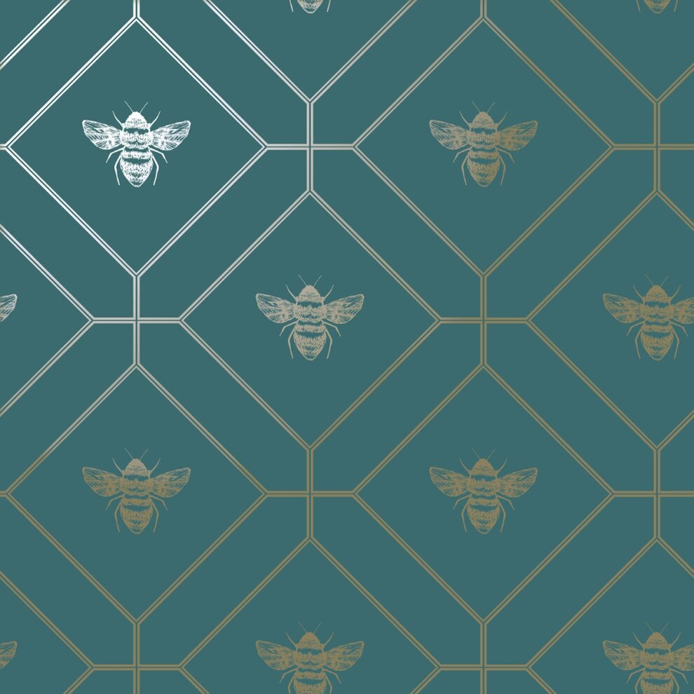 Holden Decor Honeycomb Bee Wallpaper Teal World of Wallpaper 50400
