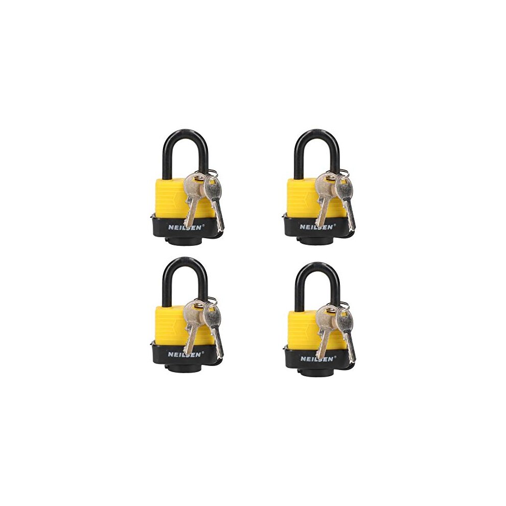 AB Tools 4 Keyed Alike 40mm Water Resistant Waterproof Padlocks 4 Locks 8 Keys Security