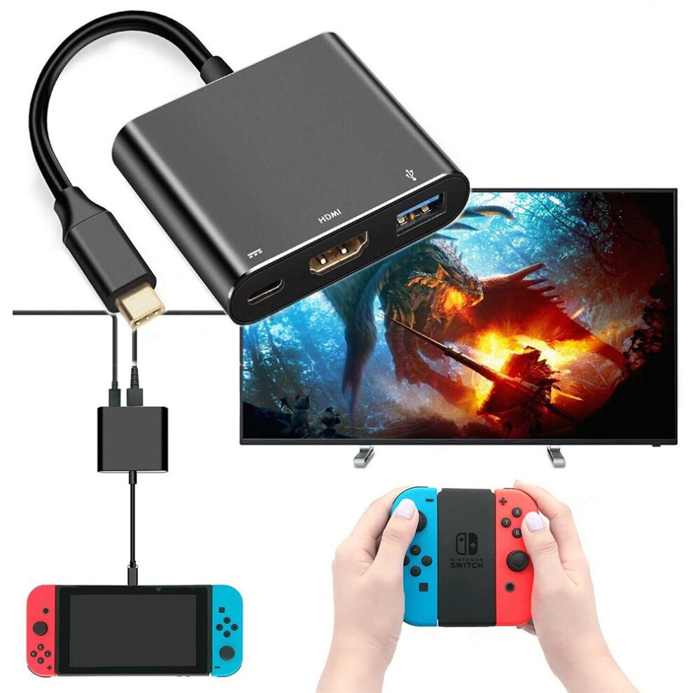 Unbranded Hdmi Type C Hub Adapter Nintendo Switch Tv Converter Charger Cable