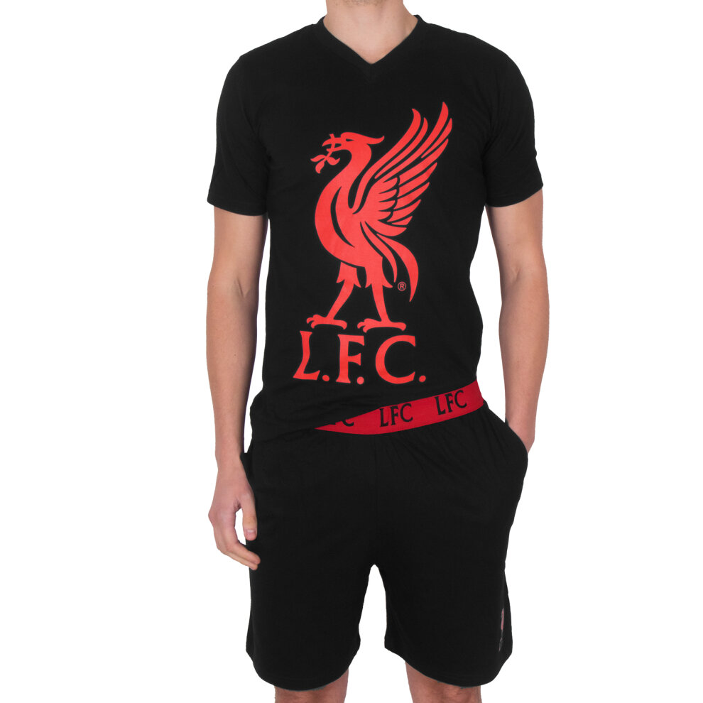 Liverpool Fc (black, Large) Mens Pyjamas Short Loungewear Official Football Gift