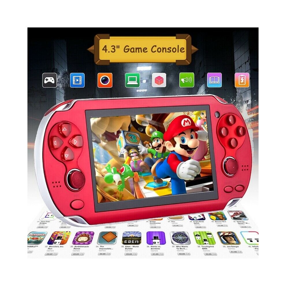 Unbranded (X7 4.3'' Red) Handheld Game Console Player Portable Video Game Consoles Christmas Gift