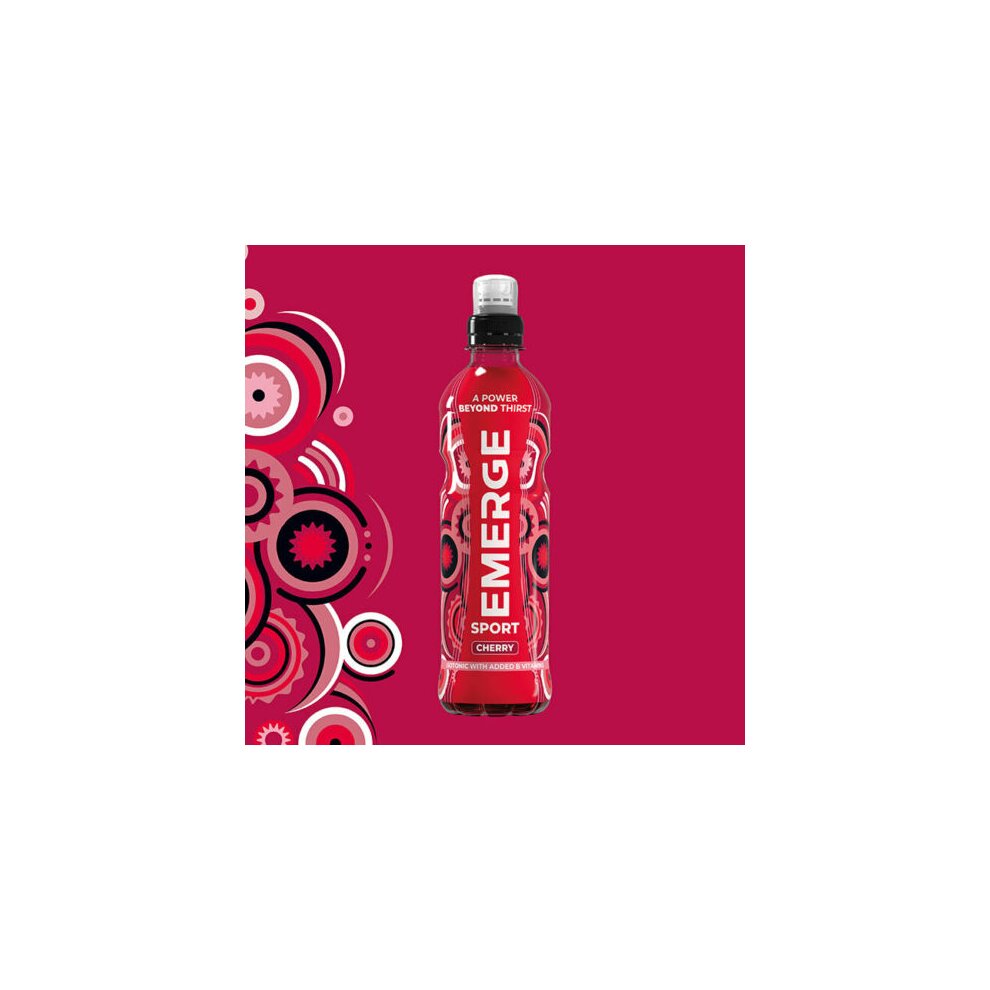 Emerge (12x500ml, Cherry) Isotonic Sport Energy Drinks with Vitamin B