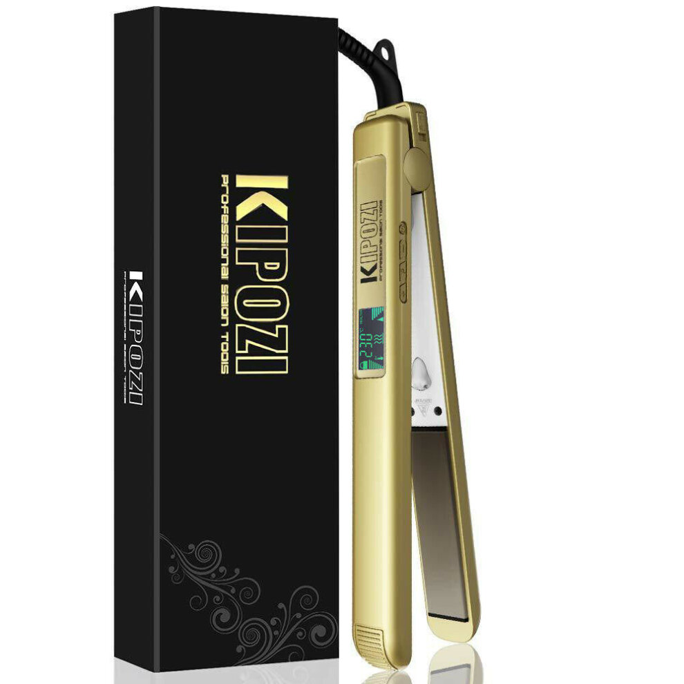 KIPOZI Professional Hair Straighteners Irons Golden Digital LCD Display