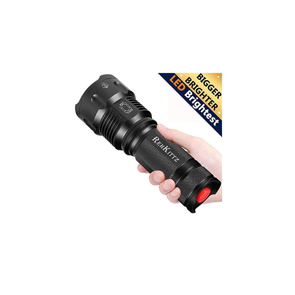 REHKITTZ Torch LED Torch Tactical Military Torches Super Bright Powerful Lumens Adjustable Focus Flashlight