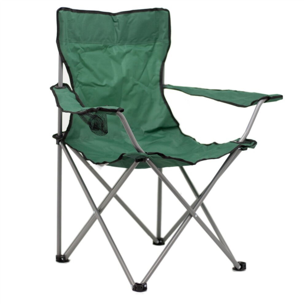 Carousel Deluxe Portable Folding Camping Chair | Outdoor Fold Out Lightweight Camp Chairs | Picnic Chairs Folding Armrest Cup Holder - Green
