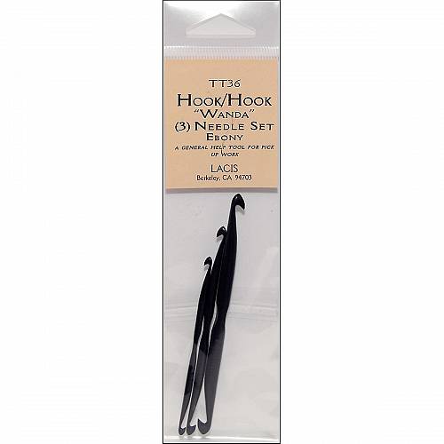 Lacis Lacis Double-Ended Ebony Crochet Hooks 3/Pkg D4/3mm - 3", F6/4mm - 3.5", J10/6mm - 4"