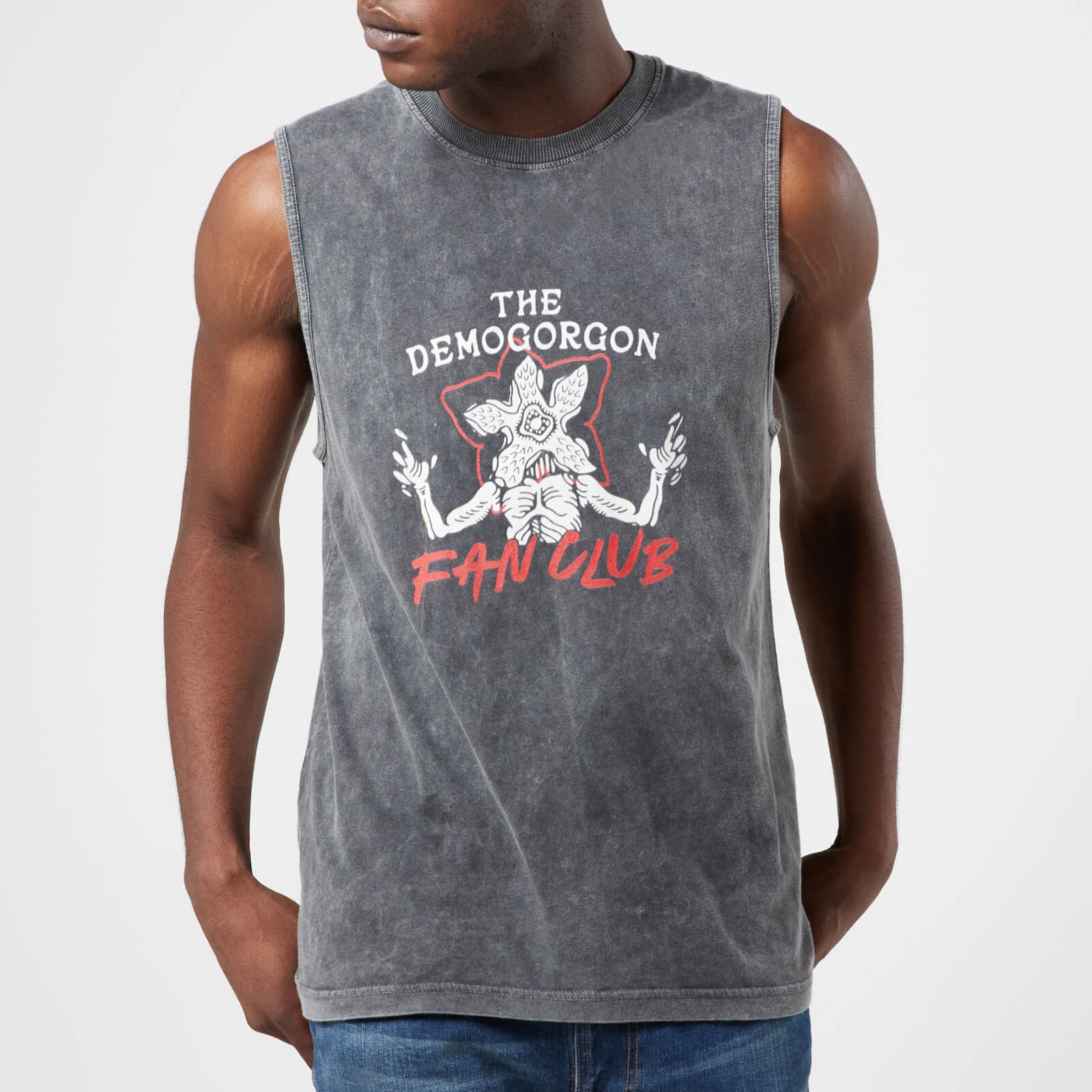 Stranger Things The Demogorgon Fan Club Men's Vests - Black Acid Wash - L - Black Acid Wash | Black Acid Wash | L