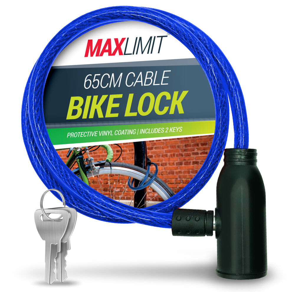Sol (BLUE) Cable Bike Lock with Key | Cable Lock Made With Tough Braided Steel Wire