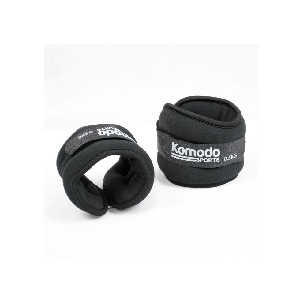 Komodo (2 x 1.5kg = 3kg) Black Neoprene Ankle Weights Run Training Wrist