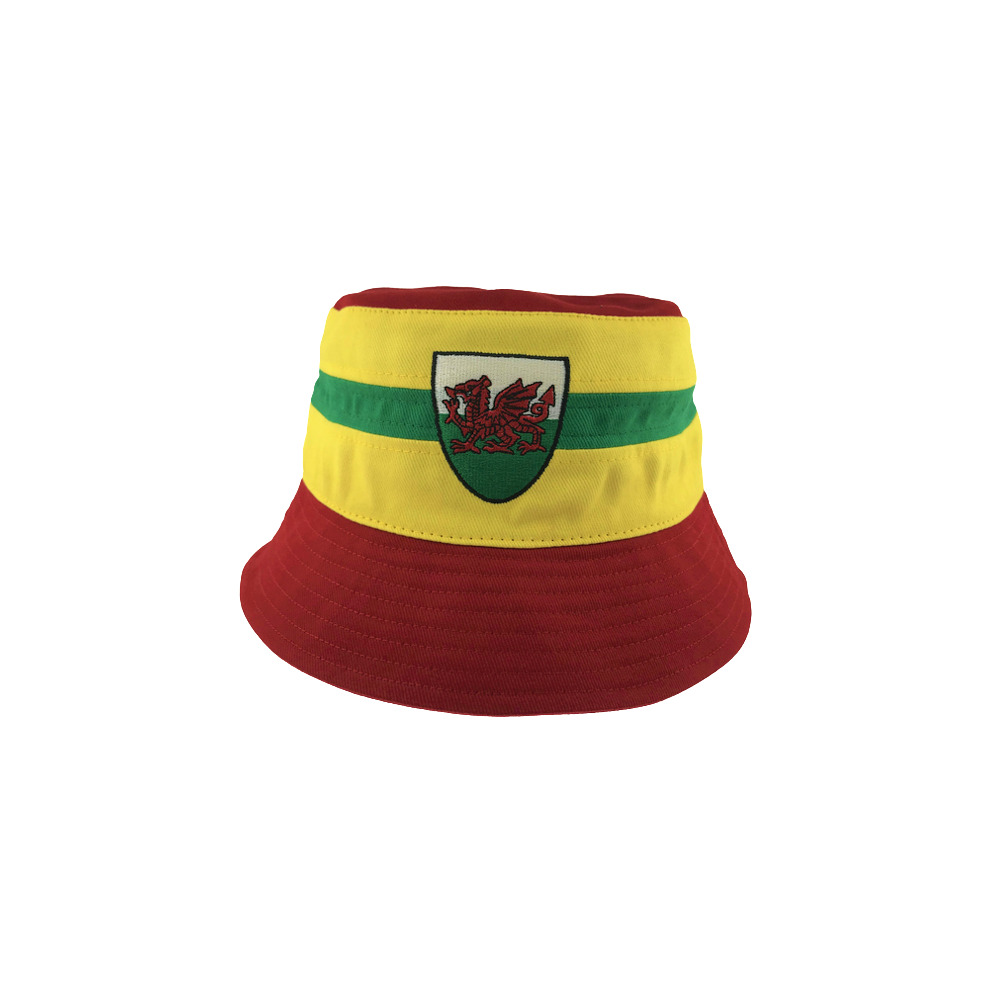 Gimbles ® (Yellow Stripe Bucket Hat) Welsh Kid's Unisex Wales Cymru Bucket Hats