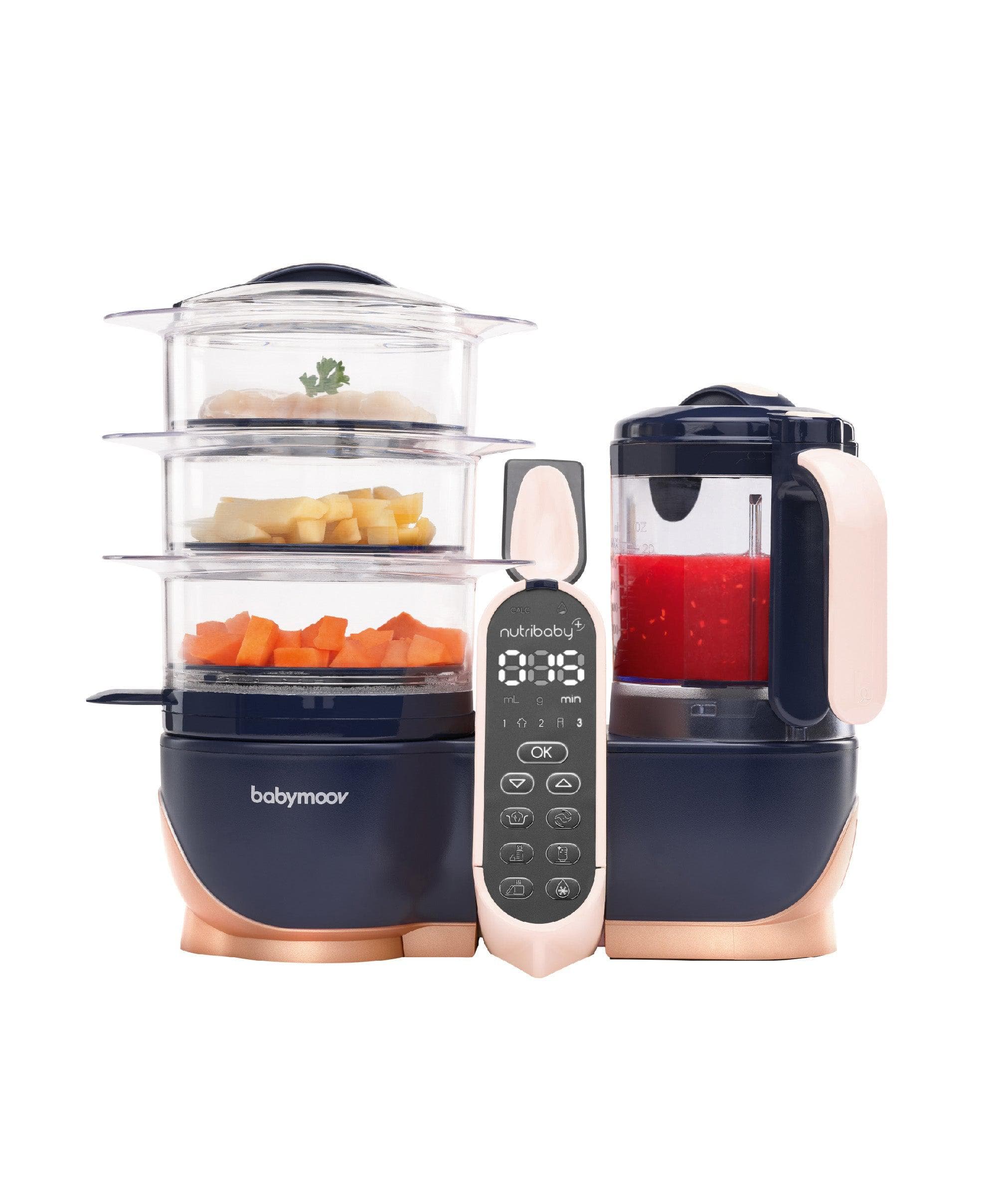 Babymoov Nutribaby+ XL 6-in-1 Baby Food Processor - Blue & Rose Gold