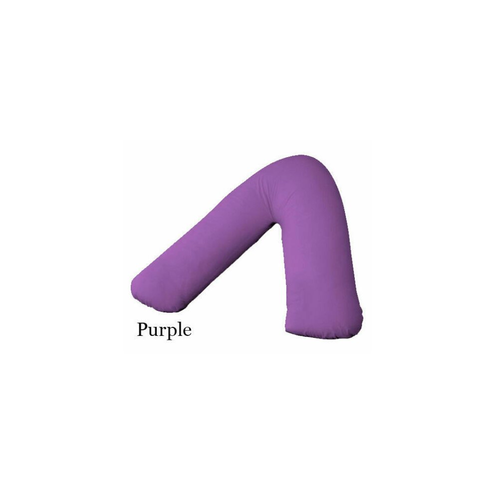 ARLINENS (2x Polycotton V Pillowcase (Purple)) Pack of 2 Plain Poly-Cotton Back & Neck Support V Shaped Pillowcase Orthopaedic/Pregnancy/Nursing Pillow Case Pa