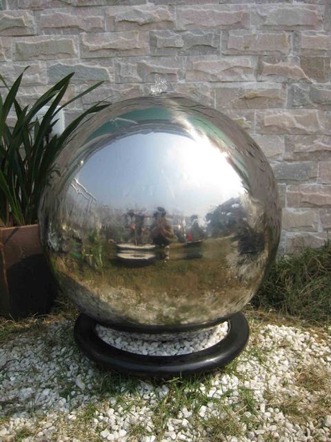 50cm Edelstahl-Kugelbrunnen "Berlin" mit LED-Beleuchtung