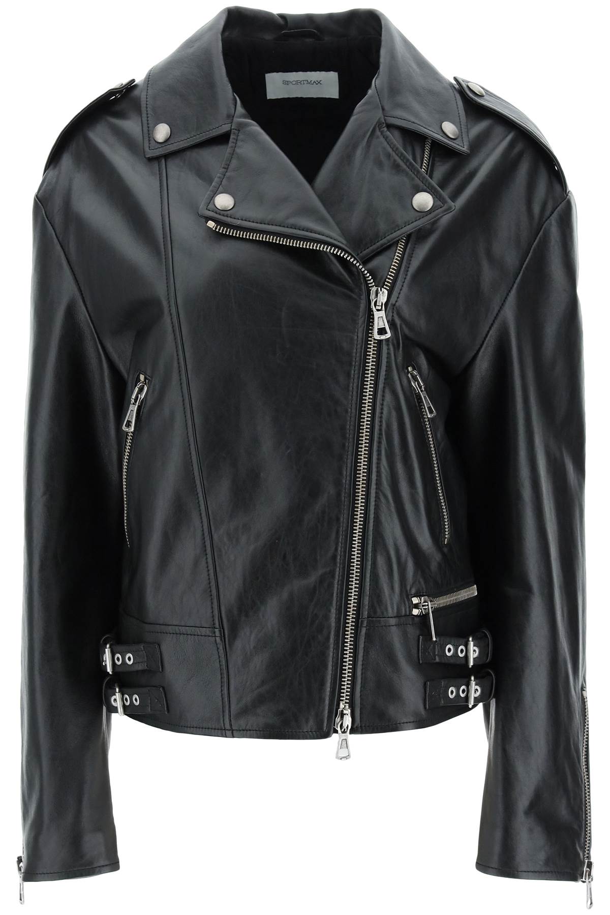 SPORTMAX LEATHER BIKER JACKET | Women's | 42 | Black