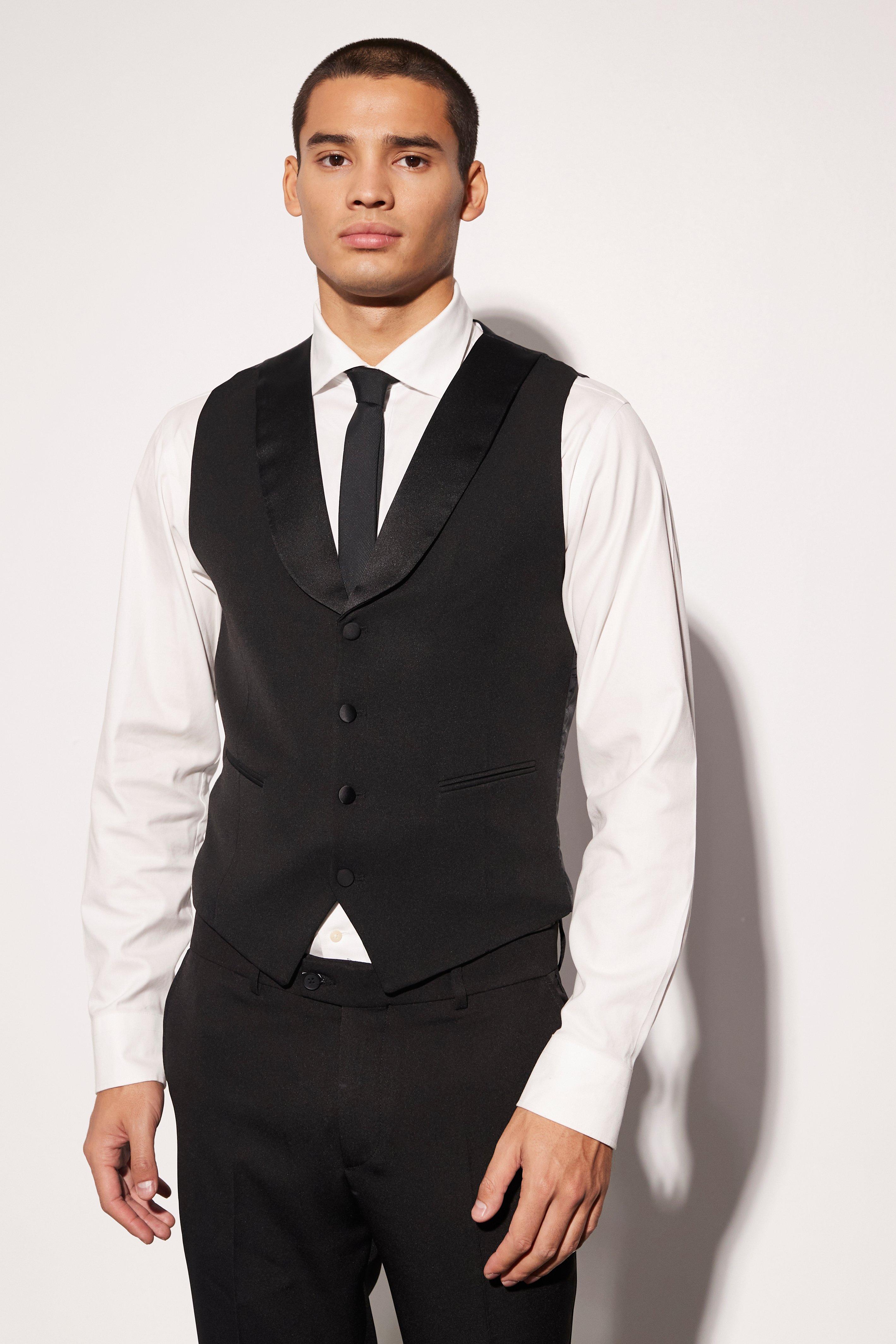 Mens Skinny Smoking-Weste - black - 40, black