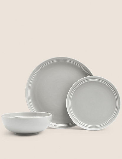 Marks and Spencer 12 Piece Marlowe Dinner Set - 1SIZE - Light Grey, Light Grey