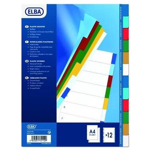 elba Intercalaires plastiques - 12 positions - 21x29,7cm