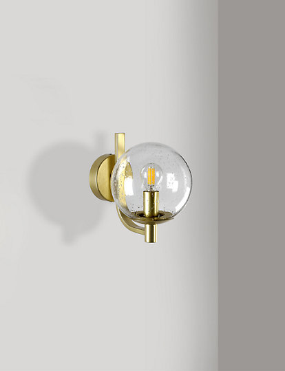 Marks and Spencer Outdoor Seeded Round Wall Light - 1SIZE - Antique Brass, Antique Brass