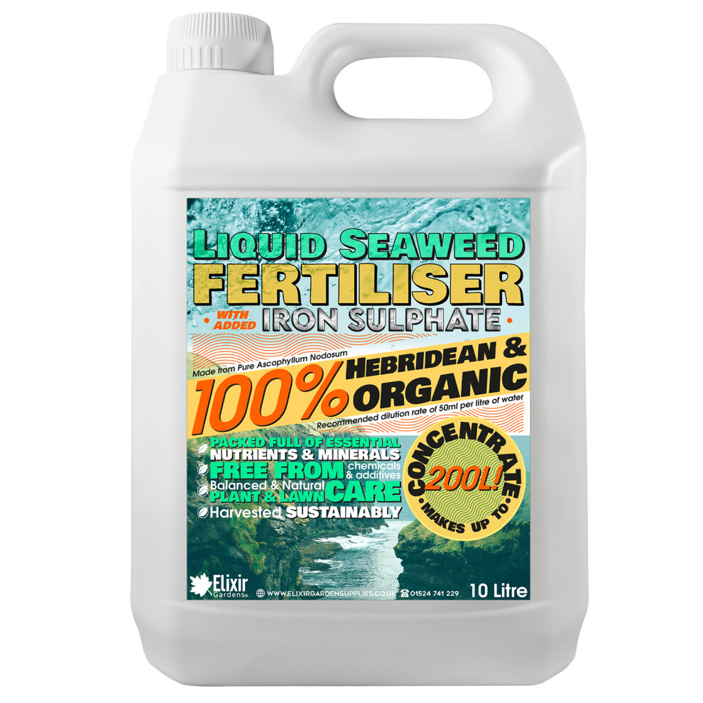 Elixir Garden Supplies (Liquid Seaweed + IRON, 10 Litres) Elixir Gardens | Seaweed Fertilisers | Seaweed Meal, Calcified Seaweed, Liquid Seaweed + Iron