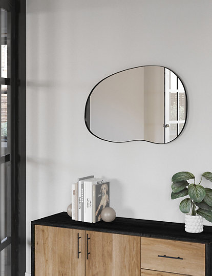Marks and Spencer Metal Irregular Wall Mirror - 1SIZE - Black, Black