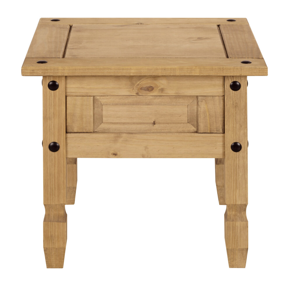 Mews Corona Lamp Side Table Mexican Solid Pine End Occasional Tables