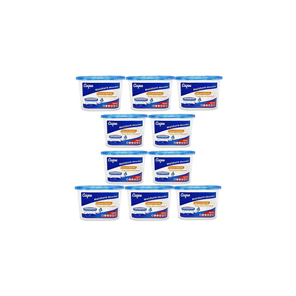 CUQOO Premium 500ml Dehumidifiers for Home Damp Pack of 10 ? Dehumidifiers Disposable Moisture Absorber for Home | Powerful Small dehumidifier |