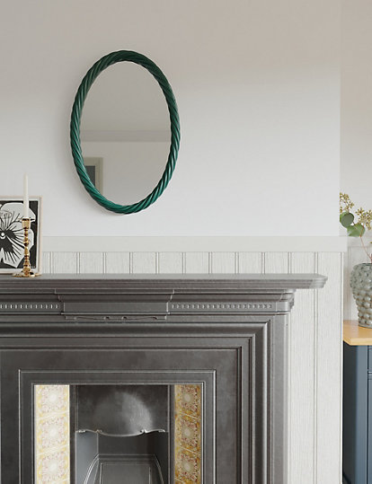 M&S Collection Amelia Oval Hanging Wall Mirror - 1SIZE - Green, Green