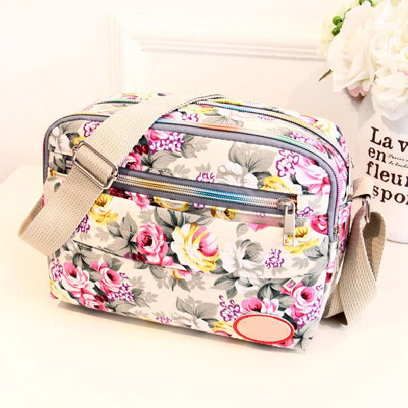  lässige Canvas Umhängetasche Blumen bedruckte Handtaschen für Frauen