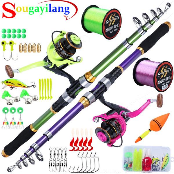 Sougayilang Fishing Rod Fishing Reel Combos Telescopic Fishing Pole with 11+1BB Spinning Wheel Sea Fishing Tool Fishing supplies Fishing gear 3.3 m