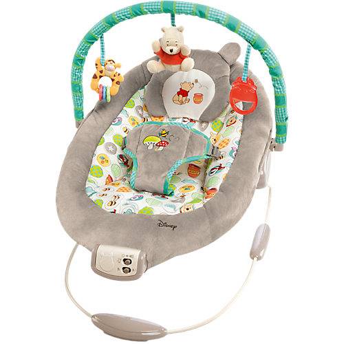 Winniepooh Bright Starts Disney Baby Winnie the Pooh Baby Bouncer Soothing Vibrations Deluxe Infant Seat - Faux Suede Music Removable -Toy Bar 0-6 Months 6-20