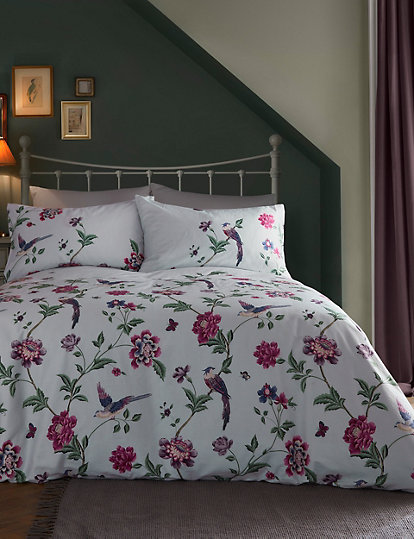 Laura Ashley Pure Cotton Sateen Elveden Bedding Set - SGL - Berry, Berry