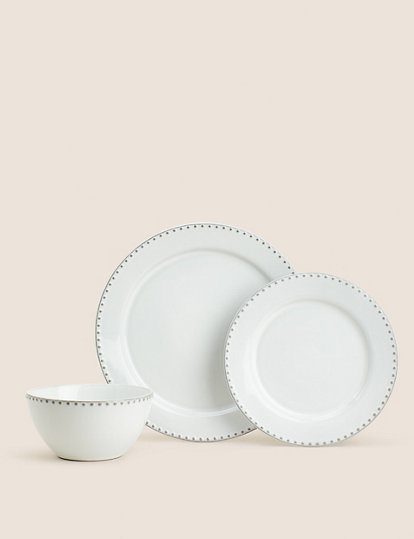 Marks and Spencer 12 Piece Mia Dinner Set - 1SIZE - Grey, Grey