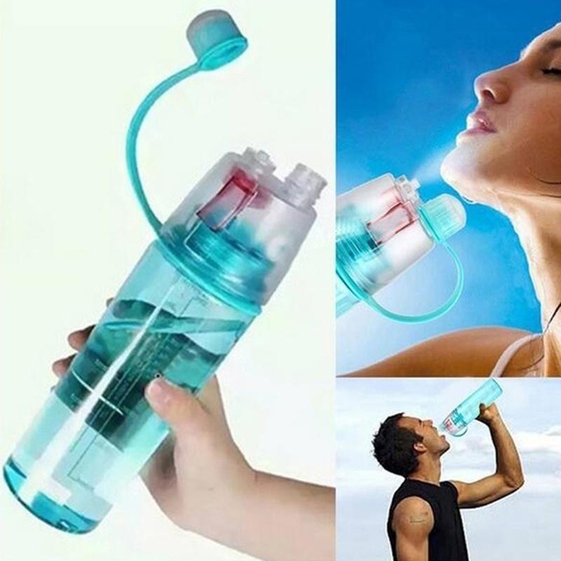 Neue kreative Spray Wasser Flasche tragbare Zerstäubung Flaschen Outdoor Sports Gym trinken Drink Bot