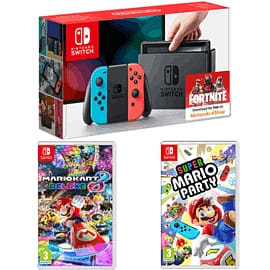 Nintendo Switch Neon with Mario Kart 8 Deluxe + Super Mario Party for Switch