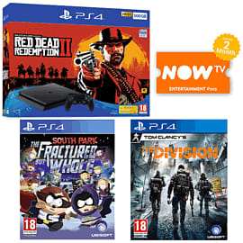 500GB Playstation 4 with Red Dead Redemption 2 + The Division + South Park The Fractured But Whole and NOW TV for PlayStation 4