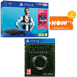 500GB Playstation 4 with FIFA 19 + TESO Summerset and NOW TV for PlayStation 4