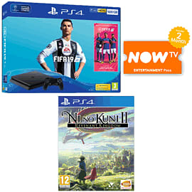 500GB Playstation 4 with FIFA 19 + Ni No Kuni 2 and NOW TV for PlayStation 4