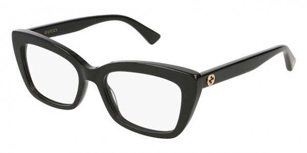Gucci GG0165O 001 Black Rectangle Glasses in Black