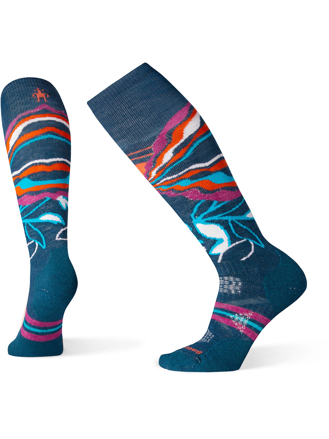 SmartWool PhD Medium Pattern Women's Ski Socks, Deep Marlin